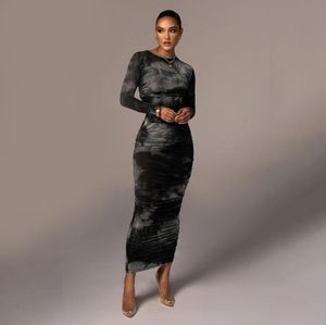 BRAND NEW BLACK /GREY SPANDEX  TIE DIE DRESS #VERYFLATTERING